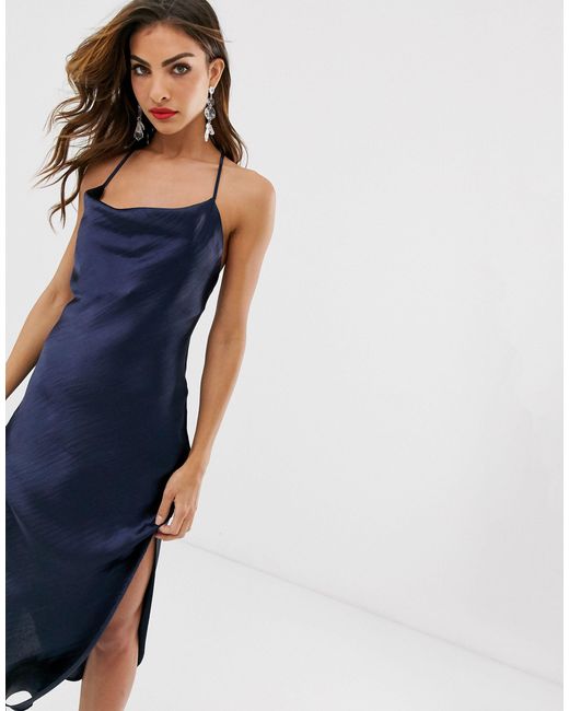 satin cami midi dress