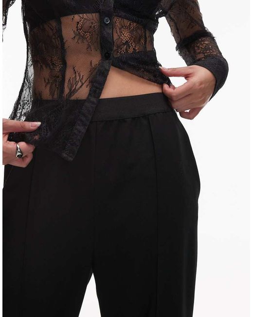 ARKET Black Satin Wide Straight Leg Tailored Trousers With Elasticated Waist