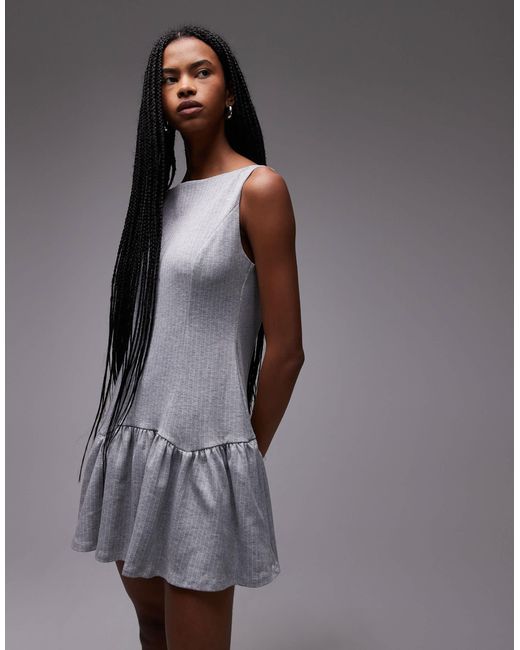 ASOS Gray Sleeveless Pleated Skirt Mini Dress