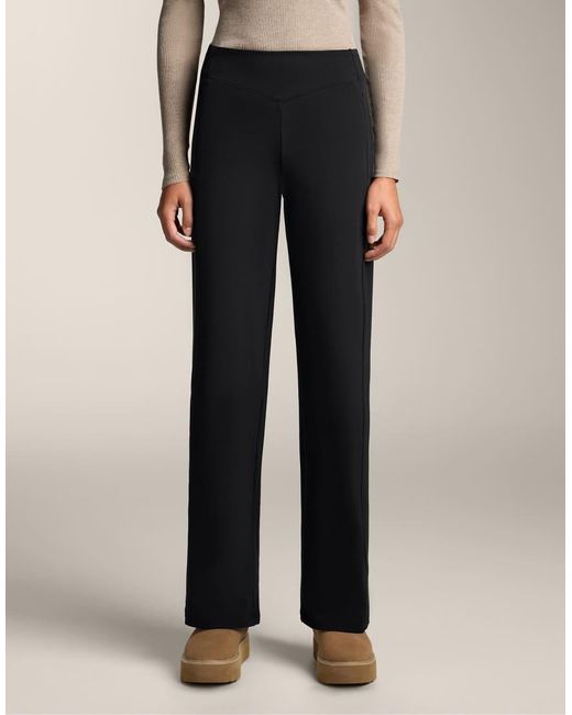 Oysho Black Straight-Leg High Rise Warm Trousers