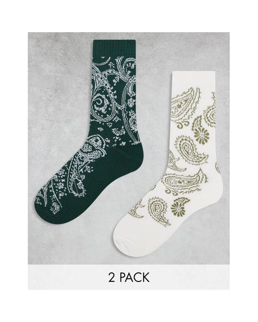 ASOS Green 2 Pack Paisley Sock for men
