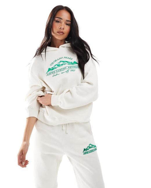 Threadbare White Ski Oversized Hoodie And jogger Tracksuit