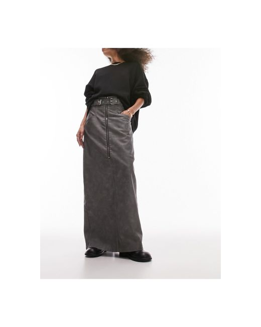 TOPSHOP Leather Look High Waisted Maxi Skirt in Black Lyst Australia