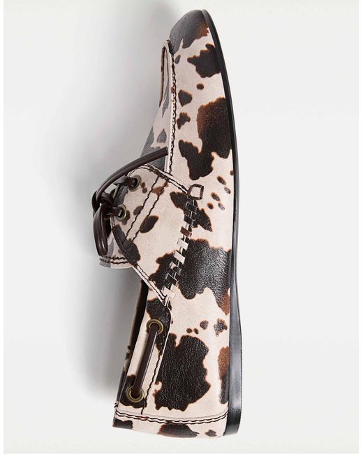 Stradivarius White – weiche loafer mit em animal-print