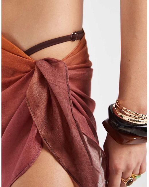 Pieces Red Mini Sheer Sarong
