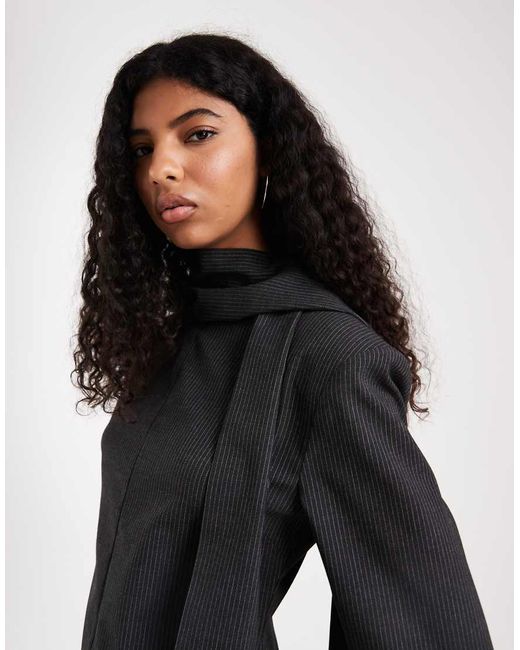 ASOS Black Tailored Mini Dress With Scarf Detail