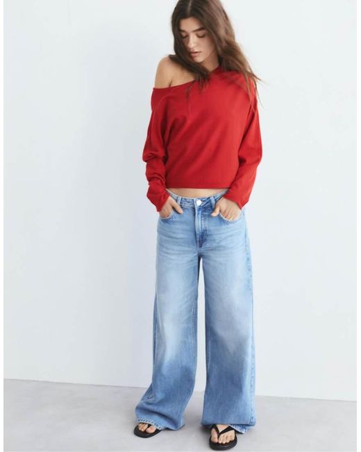 Pull&Bear Asymmetrische Trui in het Red