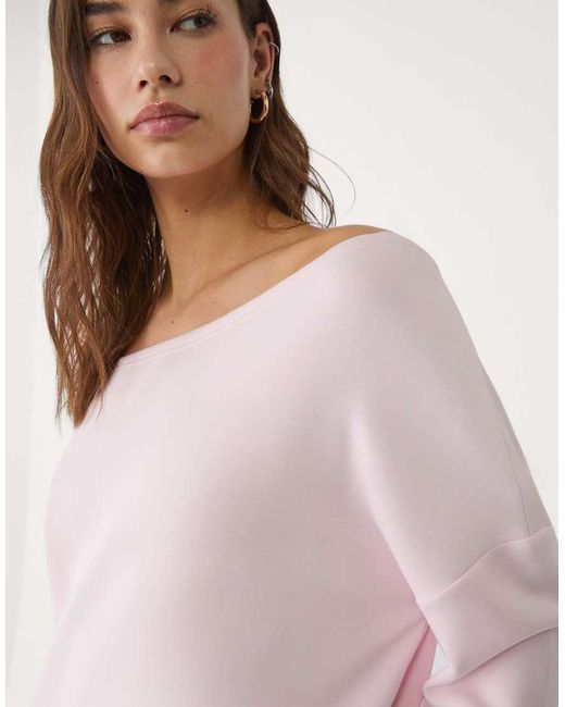 Stradivarius Sweatshirt Van Zachte Stof Met Blote Schouder in het White
