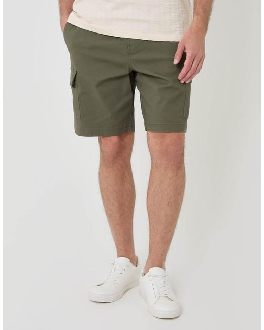Threadbare Natural Regular Fit Textured Cargo Shorts for men