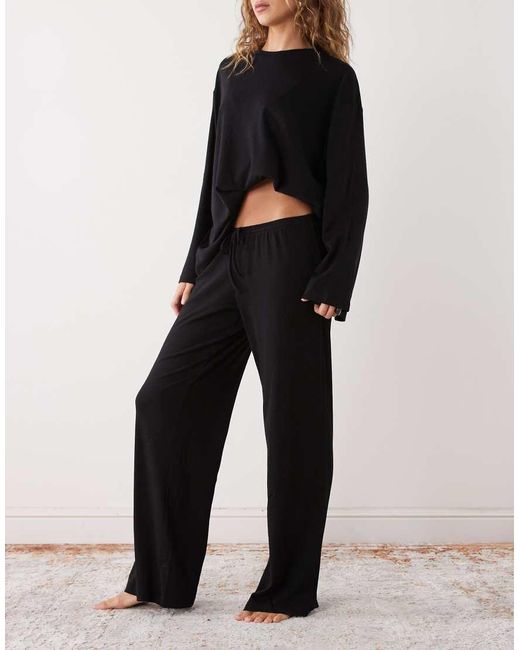 Weekday Black Co-Ord Lounge Low Rise Wide Leg Trousers