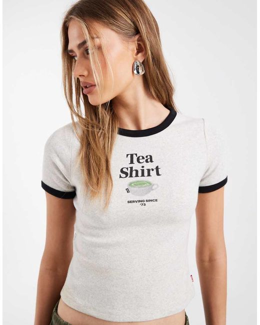Levi's Gray Cropped Tee With Graphic Print