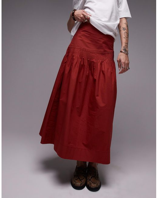TOPSHOP Red – weiter rock aus popeline