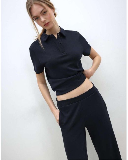 Stradivarius Blue Short Sleeve Polo T-Shirt