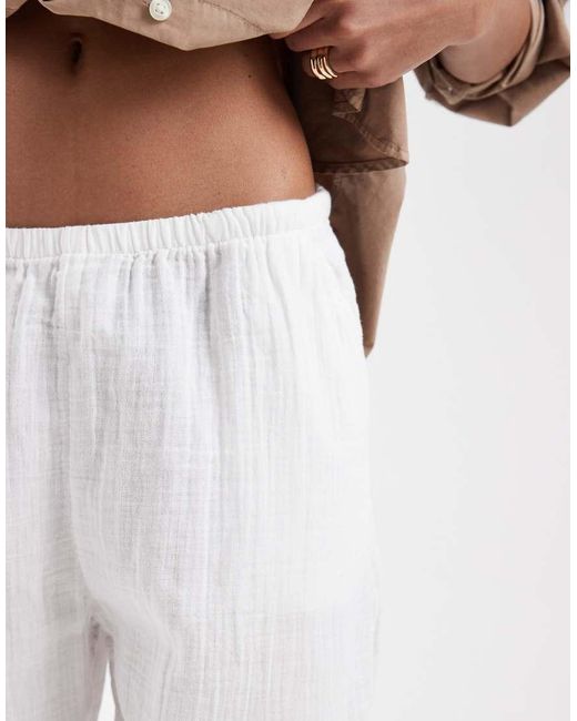 Gap White Cheesecloth Pull On Wide Trouser
