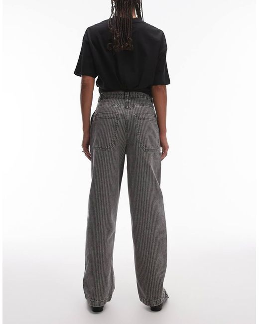 TOPSHOP Black Straight Leg Pinstripe Trouser