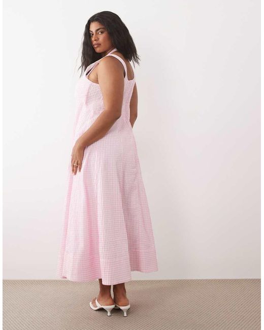 ASOS Pink Asos Design Curve Square Neck Maxi Sundress With Peekaboo Bust
