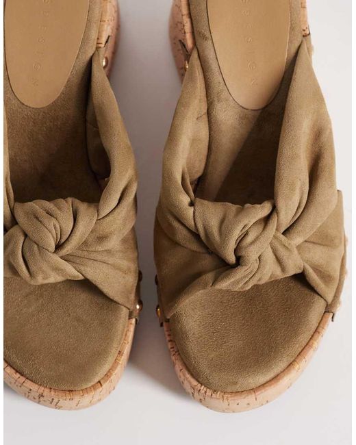 ASOS Natural Tulip Wedge Sandals With Twist Detailing