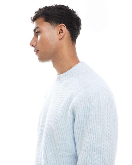 Jack & Jones Blue Oversize Thick Ribbed Jumper for men