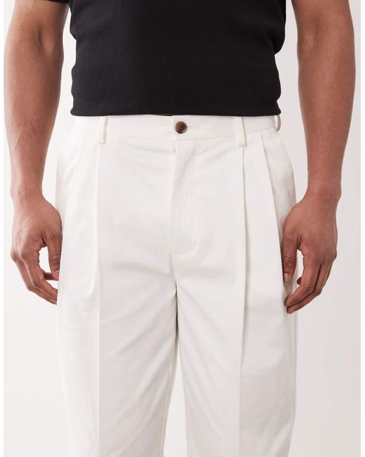 ASOS White Tailored Cotton Rich Oversized Tapered Chino Pants for men