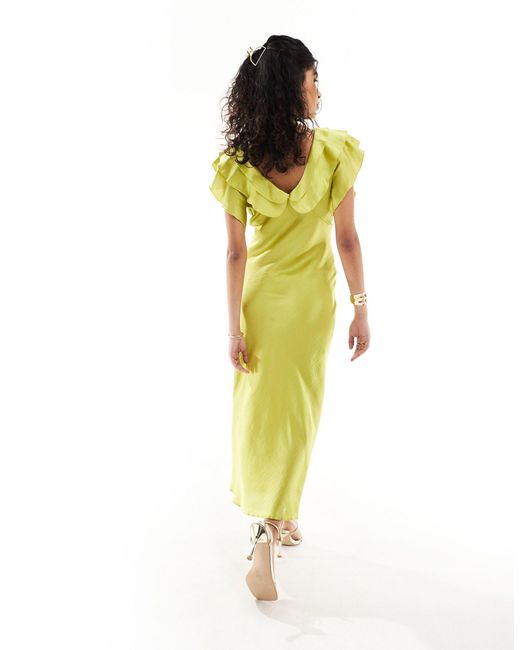 New Look Yellow Ruffle Sleeve Midi Dress