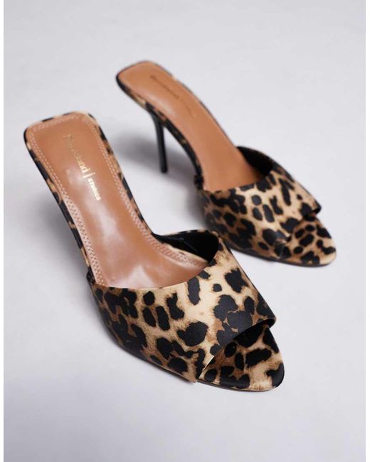 River Island Gray Satin Mule Heels