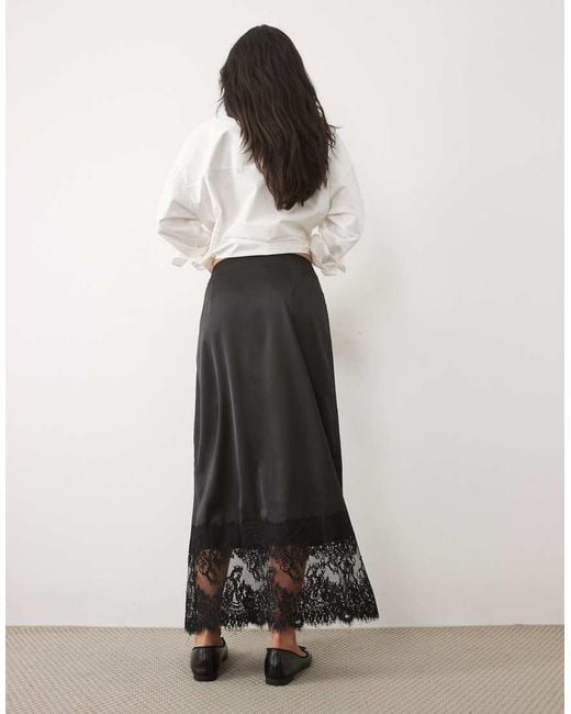 Jdy White Lace Details Satin Maxi Skirt