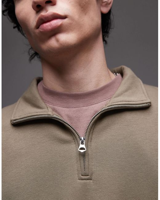 Topman Gray 1/4 Zip Sweatshirt for men