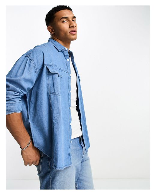 Chemise ultra oversize en jean style western vintage ASOS pour homme en  coloris Bleu | Lyst