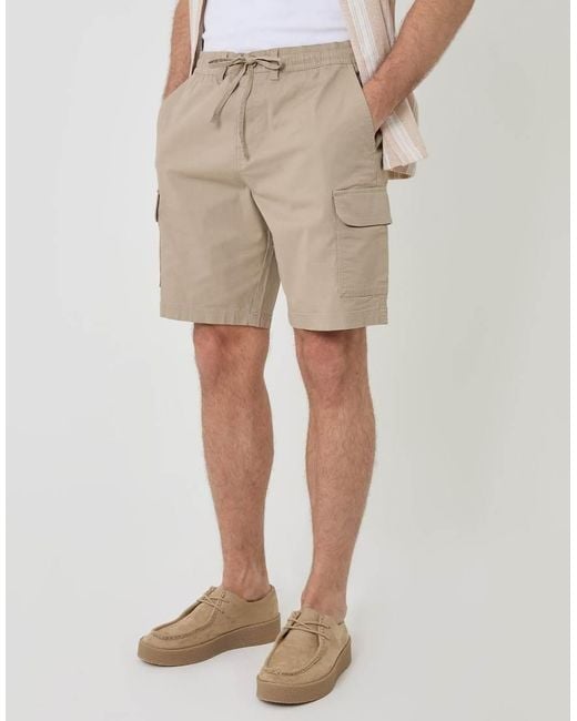 Threadbare Natural Regular Fit Textured Cargo Shorts for men
