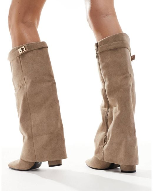 SEQWL Brown Ranger Fold Over Knee Boots