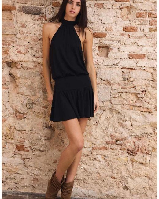 Stradivarius Black Halter Dress