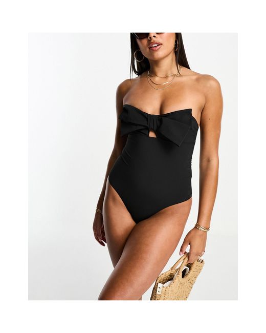 & Other Stories Black Big Bow Swimsuit