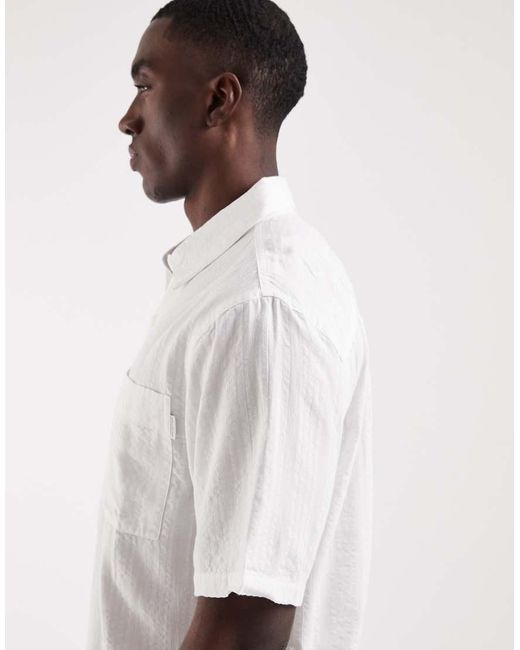 Hollister White Boxy Cropped Short Sleeve Shirt for men