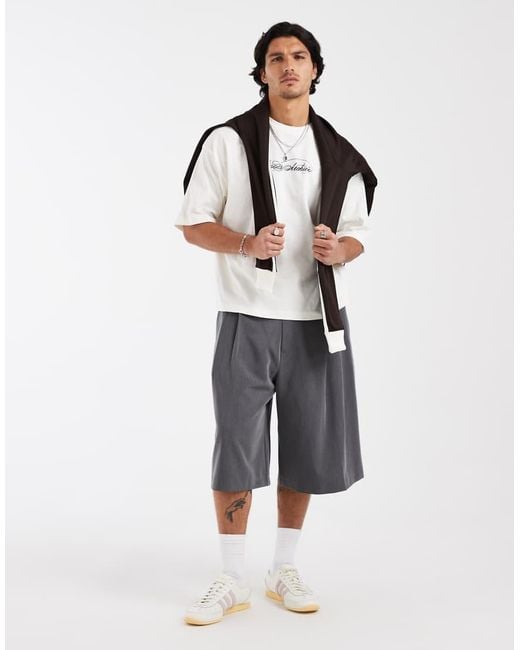 ASOS White Boxy Oversized T-shirt With Text Graphic for men