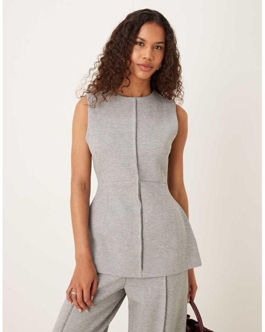 Top Corsetero Gris Jaspeado Entallado Con Pinzas De Tejido Efecto Neopreno De (Parte De Un Conjunto) ASOS de color Gray