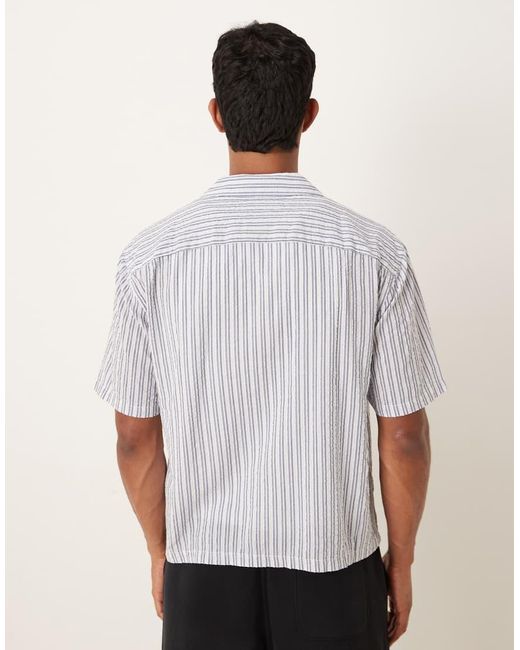 Abercrombie & Fitch White Short Sleeve Seersucker Shirt for men