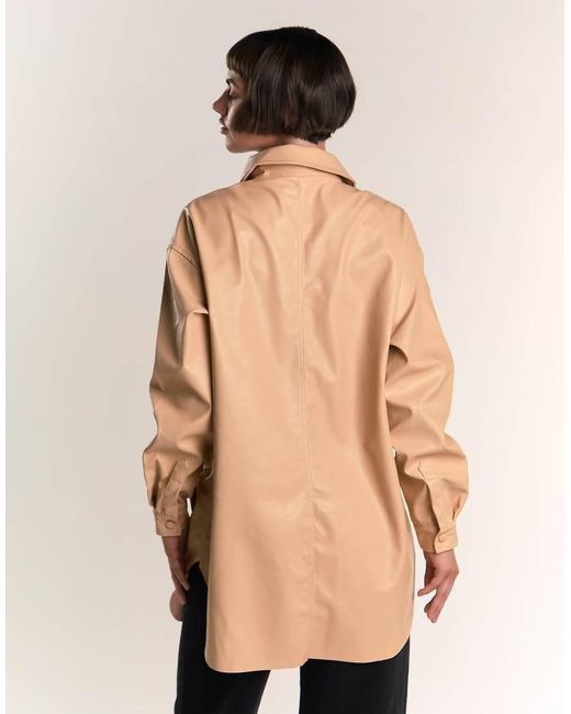 NARRATED Natural Pu Button Front Shirt