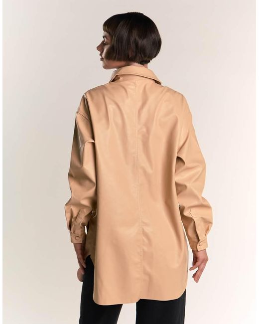 NARRATED Natural Pu Button Front Shirt