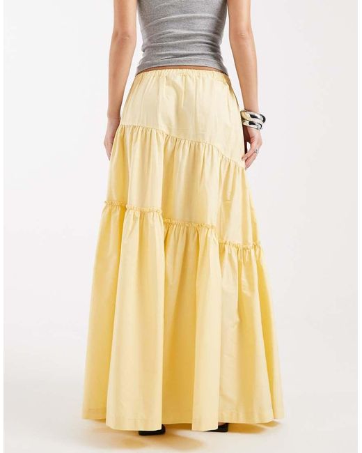ASOS Metallic Asymmetric Tiered Boho Maxi Skirt