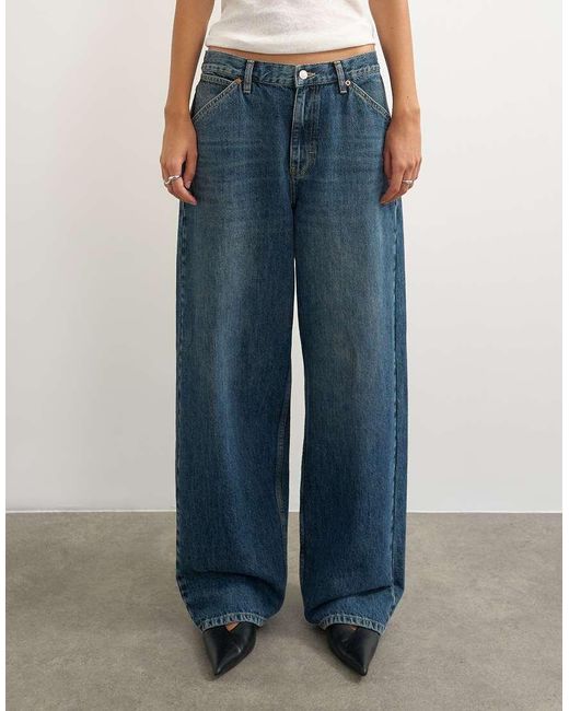 TOPSHOP Blue Dillan baggy Dad Low Rise Jean