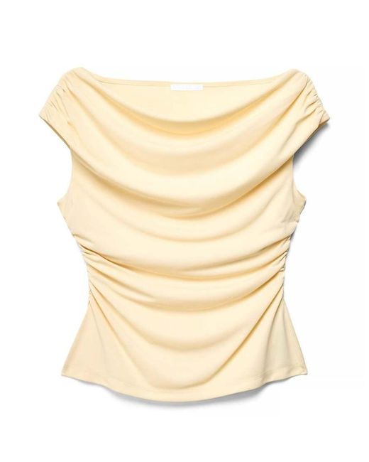 NA-KD Natural Front Draped Sleeveless Top