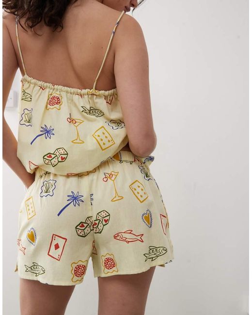 Reclaimed Vintage Natural Pull On Relaxed Beach Shorts