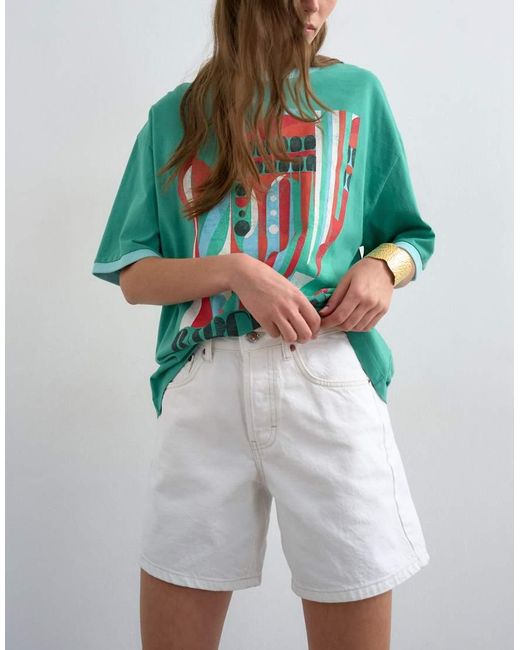 TOPSHOP White Denim Editor Shorts
