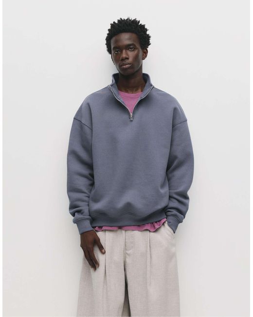 Pull&Bear – basic-sweatshirt in Blue für Herren