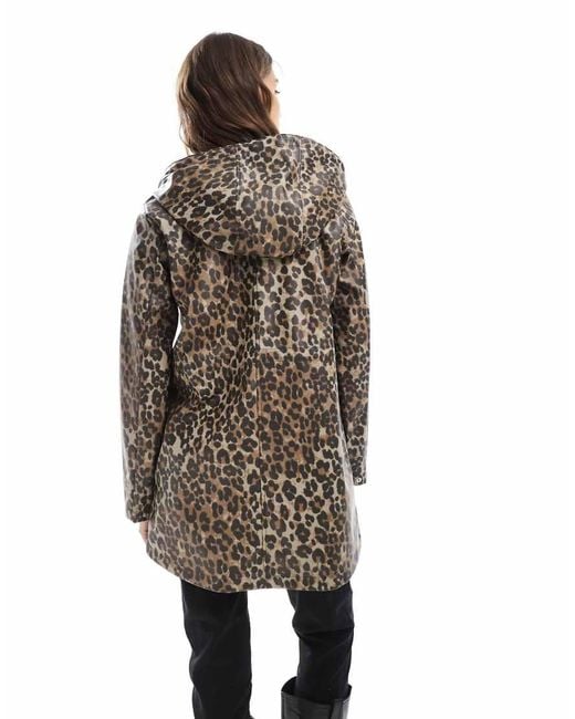 Chubasquero Con Estampado De Leopardo, Capucha Y Acabado Revestido De -Neutro Vero Moda de color White