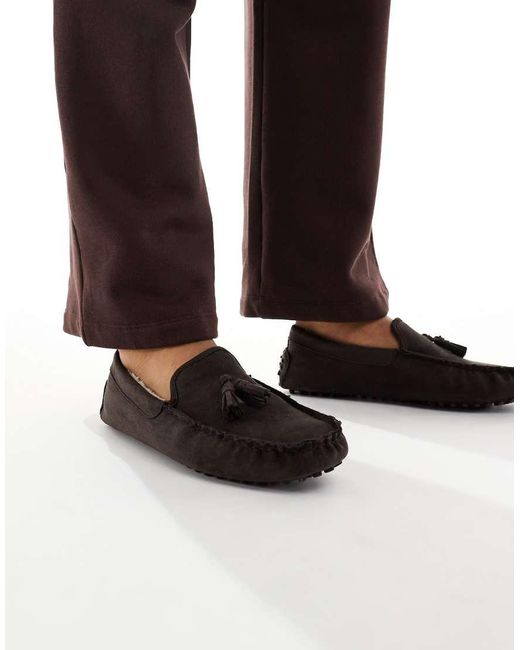 SEQWL Black Faux Fur-lined Ruched Moccasins for men
