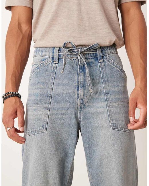 ASOS Blue baggy Jeans With Drawstring for men