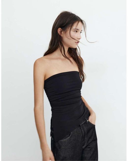 Pull&Bear Blue Asymmetric Bandeau Top