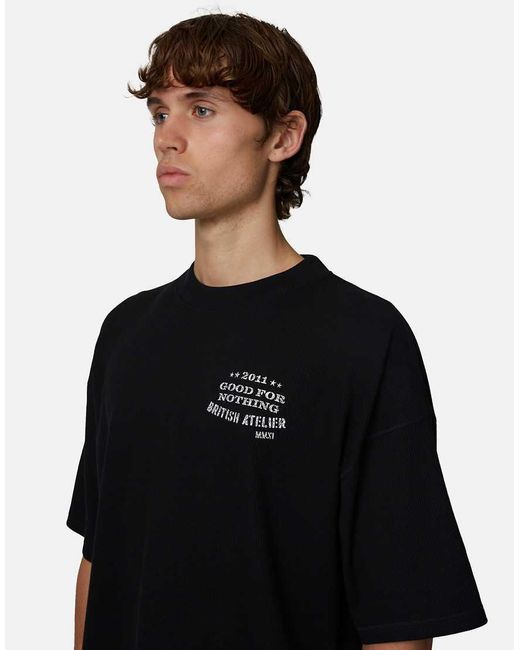 Good For Nothing Black Boxy Fit Graphic Tee for men