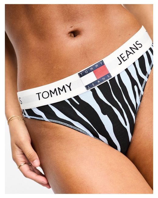 Tommy Hilfiger Blue Heritage High Waist Thong With Logo Waistband